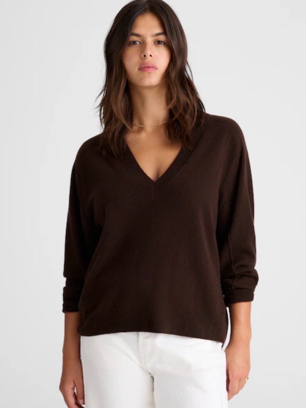 Madewell 100% 💯 Cashmere Brown V-Neck Pullover Sweater XL